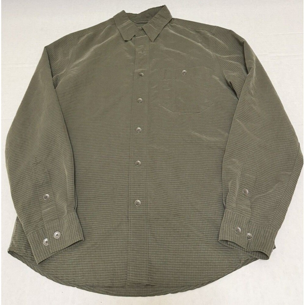 Royal Robbins Mojave Desert Pucker Travel Shirt Green Modal Blend Size M Outdoor